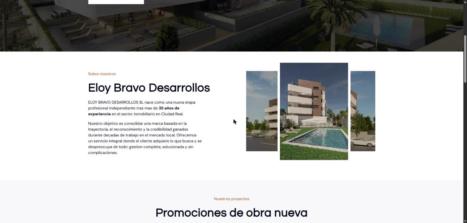 Sección sobre nosotros de Eloy Bravo Desarrollos