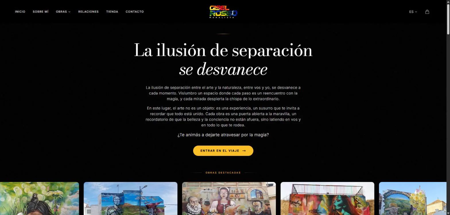 Portada del sitio de Gisel Rosso con sus obras destacadas