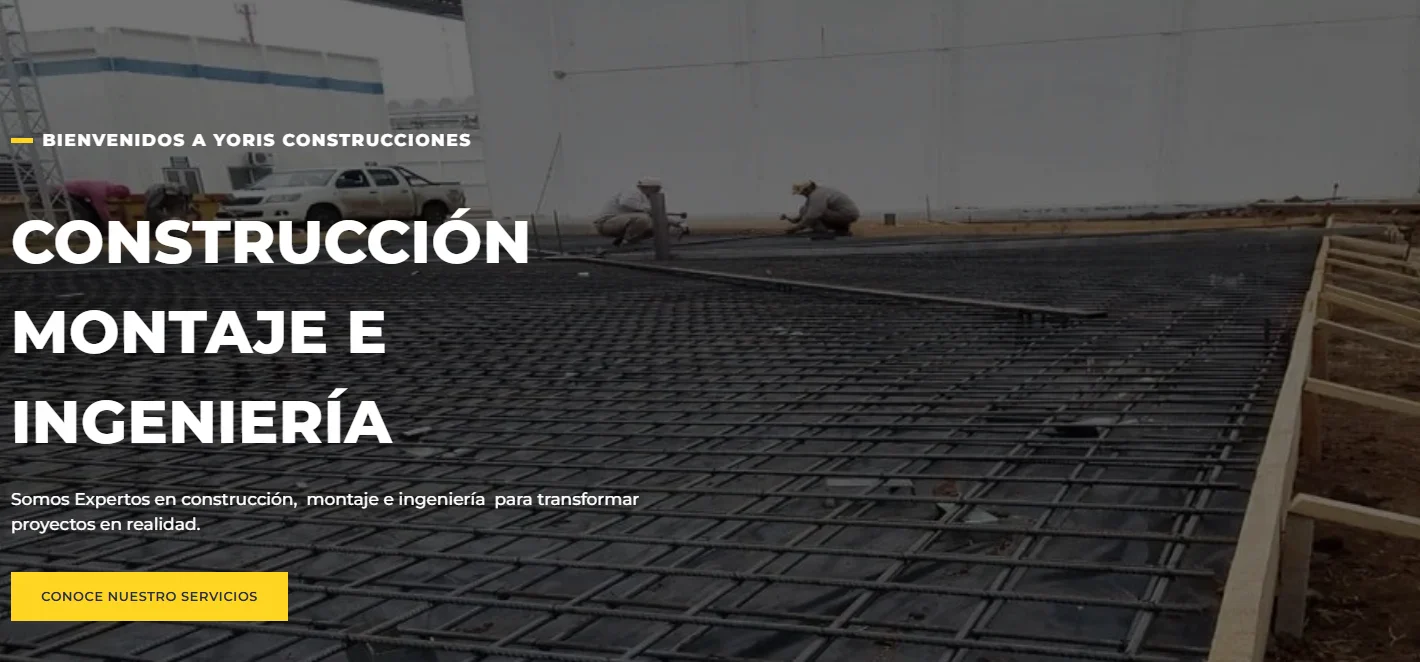 Página de inicio de Yoris Construcciones con sus servicios de construcción e ingeniería